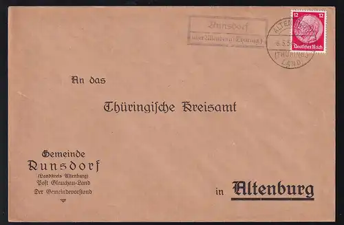 ALTENBURG (THÜRING.) LAND 6.3.34 + R2 Runsdorf über Altenburg (Thüring.) 