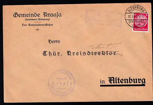 ALTENBURG (THÜRING.) LAND 27.5.35 + R2 Kraasa über Altenburg (Thüring.) 