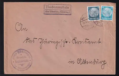 ALTENBURG (THÜRING.) LAND 20.8.35 + R2 Neubraunshain über Altenburg (Thüring.)