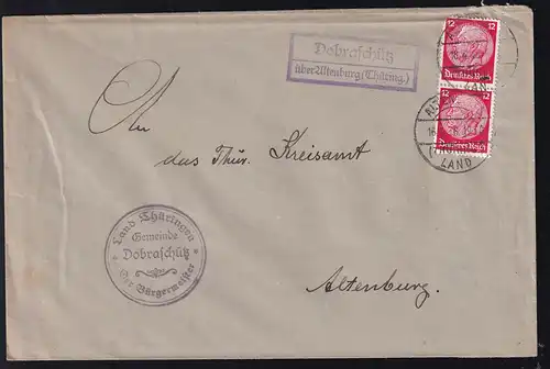 ALTENBURG (THÜRING.) LAND 16.4.36 + R2 Dobraschütz über Altenburg (Thüring.)