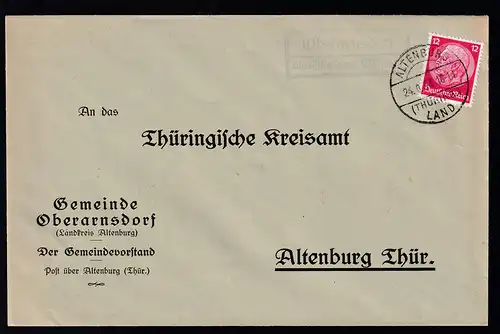 ALTENBURG (THÜRING.) LAND 24.9.34 + R2 Oberarnsdorf über Altenburg (Thüring.) 