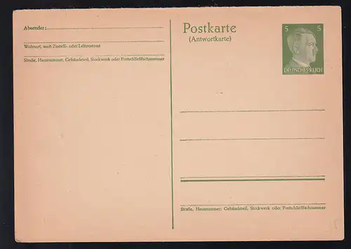 Hitler 5/5 Pfg. Antwortteil