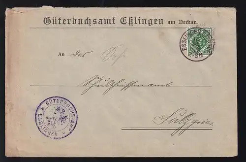 Ziffer 5 Pfg. auf Brief des Güterbuchsamt Eßlingen am Neckar ab Esslingen-
