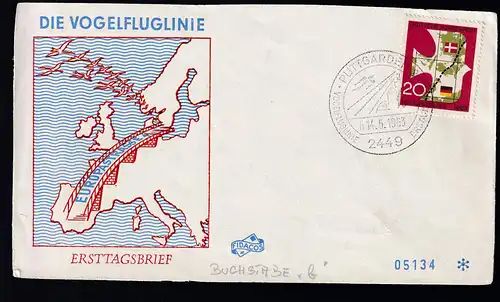 Einweihung der Vogelfluglinie FDC (nur Vorderseite)