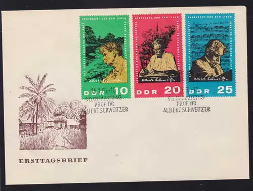 90. Geburtstag von Albert Schweitzer auf FDC ohne Anschrift