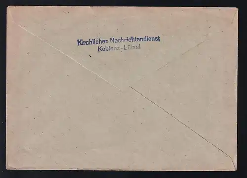 KOBLENZ 1 f 18.3.46 + R2 Gebühr bezahlt auf Brief des Kirchlichen Nachrichtendienst 