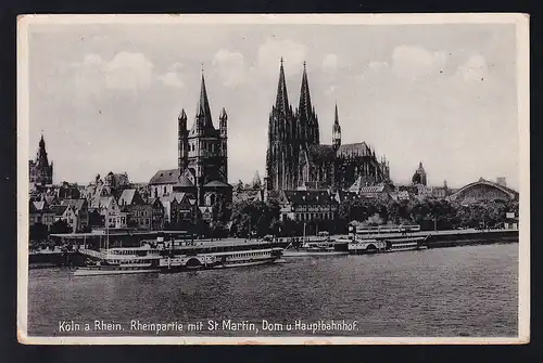 Köln a. Rhein Rheinpartie mit St- Nartin, Dom u. Hauptbahnhof