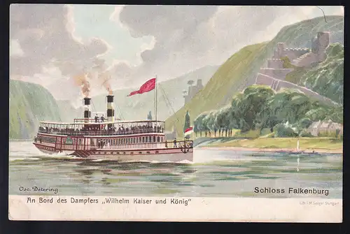 An Bord des Dampfers "Wilhelm Kaiser und König", Künstler-AK
