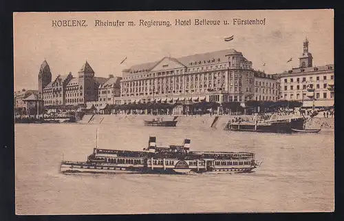 Koblenz Rheinufer mit Regierung, Hotel Bellevue u. Fürstenhof