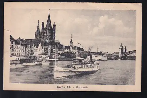 Köln a. Rh. Rheinpartie, Karte kl. Einriss