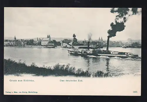 Gruss aus Koblenz Das Deutsche Eck, Karte rs Papierrest