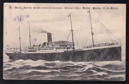 Dampfer "Main" des NDL, Karte rs etwasd unsauber