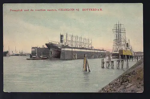 Charlois bij Rotterdam Droogdok met de veertien masten