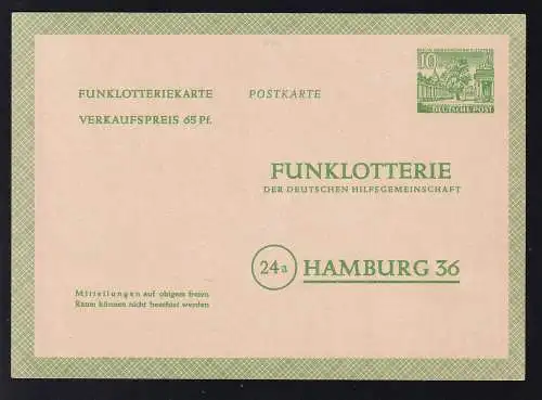 Funklotterie-Postkarte Berliner Bauten I 10 Pfg. 