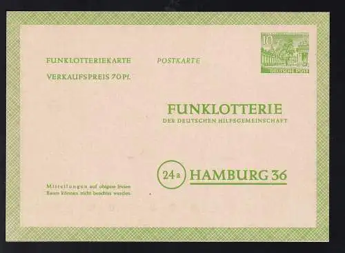 Funklotterie-Postkarte Berliner Bauten I 10 Pfg. 