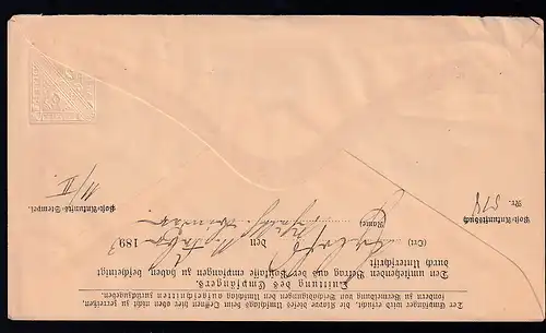 Postanweisungs-Dienstumschlag Ziffer 15 Pfg. mit K1 ESSLINGEN BAHNHOF 10 FEB 93 