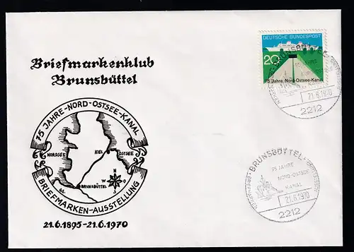 BRUNSBÜTTEL 2212 BRIEFMARKEN AUSSTELLUNG 75 JAHRE NORD-OSTSEE-KANAL 21.6.1970 + 