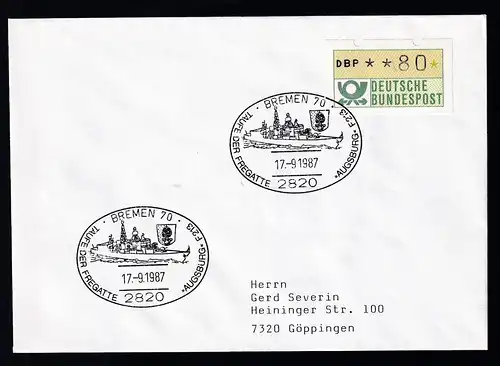 BREMEN 70 2820 TAUFE DERV FREGATTE >>AUGSBURG