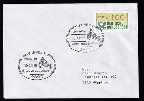 BREMEN 1 2800 28.4.-1.5.1989 1. BHREMER BREMERHAVEN-BÖRSE  Übersee-Tag 