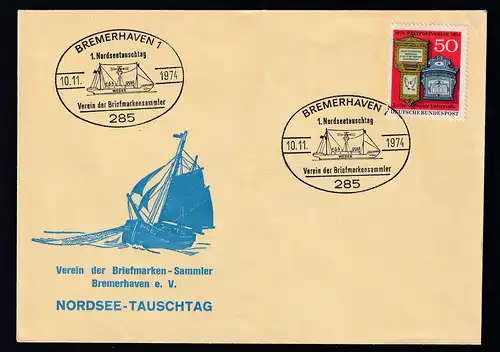 BREMERHAVEN 1 285 1. Nordseetauschtag Verein der Briefmarkensammler 10.11.1974 