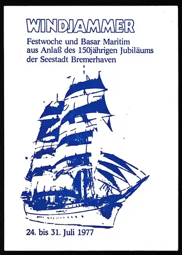 BREMERHAVEN 1 2850 windjammertreffen 24.-31. Juli 1977 + L1 MSY "ARIES" 31.7.1977 