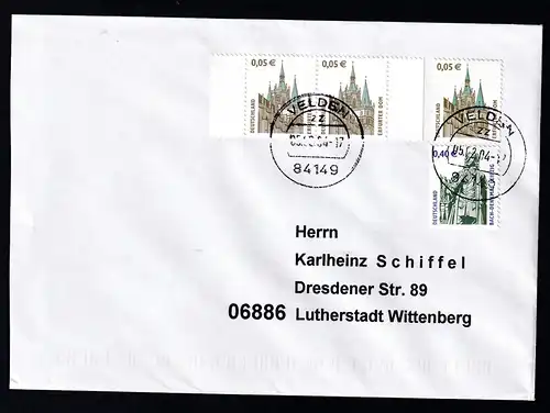 Sehenswürdigkeiten 0,05 € (3x) und 0,40 € auf Brief