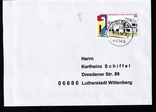 UNESCO-Welterbe (XII)-Bauhausstätten in Weimar und Dessau auf Brief