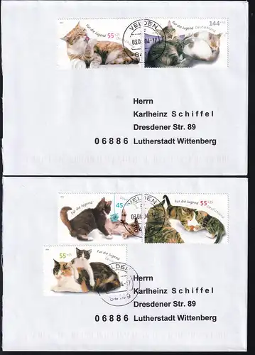 Jugend 2004-Katzen auf 2 Briefen
