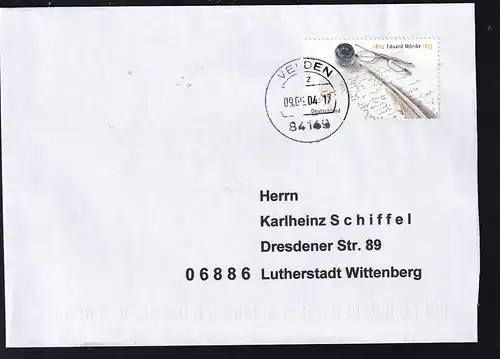 200. Geburtstag von Eduard Mörike auf Brief