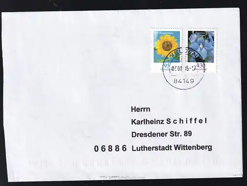 Blumen 95 C. und 430 C. auf Brief