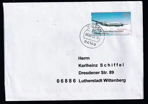 50. Jahrestag der Wiederaufnahme des regulären Flugverkehrs der Lufthansa auf Brief