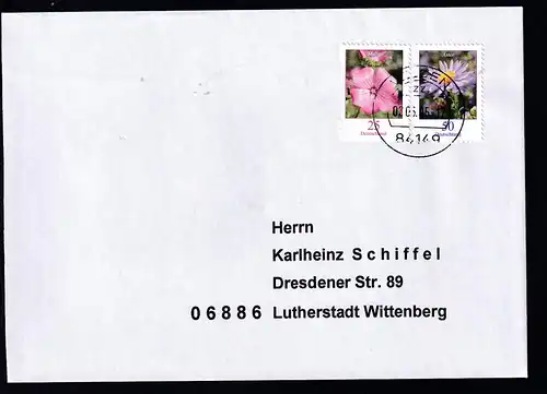 Blumen 25 C. und 50 C. auf Brief