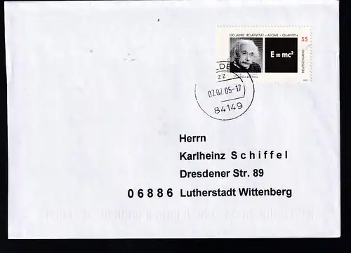 100. Jahrestag der Veröffentlichung der Relativitätstheurie von Albert Einstein auf Brief