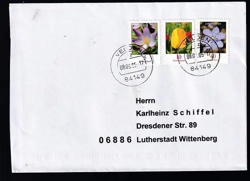 Blummen 5 C., 10 C.) und 40 C. auf Brief