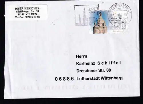 Weihe der Dresdner Frauenkirche auf Brief