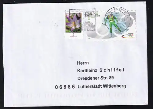 Spoprthilfe 2002 51+26 C. + Zusatzfrankatur auf Brief