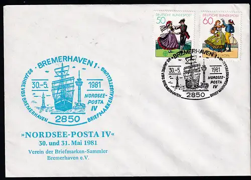 BREMERHAVEN 1 2850 95 JAHRE VBS BREMERHAVEN BRIEFMARKENAUSSTELLUNG NORDSEE-POSTA IV