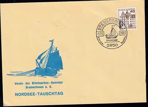BREMERHAVEN 1 2850 8. Nordsee-Tauschtag Verein der Briefmarkensammöer e.V. Hansekogge 