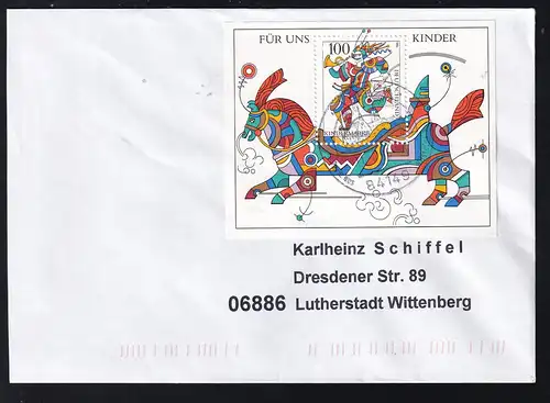 Für uns Kinder 1996 Block auf Brief