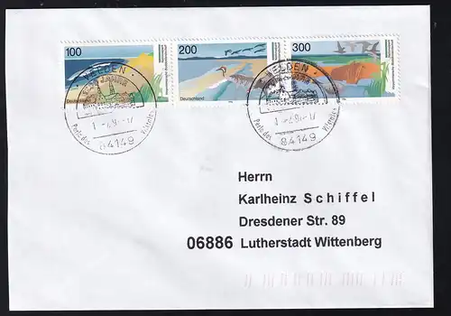 Deutsche National- und Naturparks (I)-Vorpommersche Boddenlandschaft, Blockmarken auf Brief