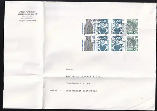 Sehenswürdigkeiten 1996, Heftchenblatt auf Brief, Brief 2 Büge