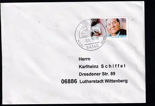 100. Geburtstag von Carlo Schmid auf Brief