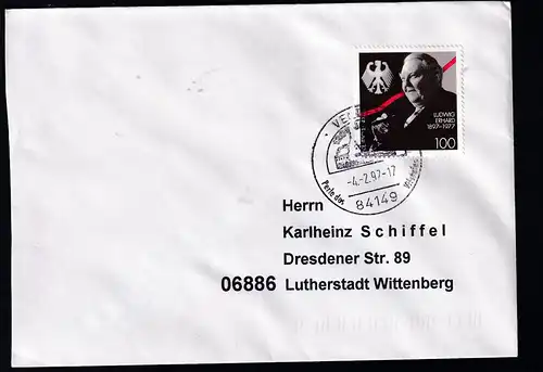 100. Geburtzstag von Dr. Ludwig Erhard auf Brief