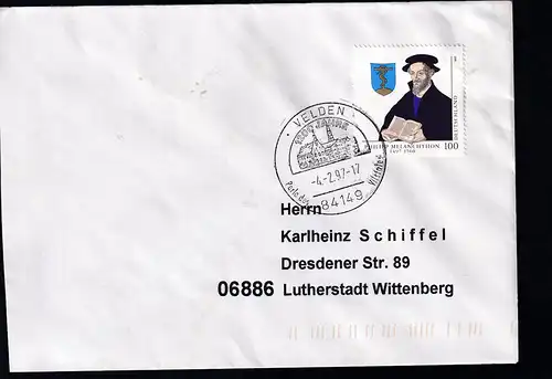 500. Geburtstag von Philipp Melanchthon auf Brief