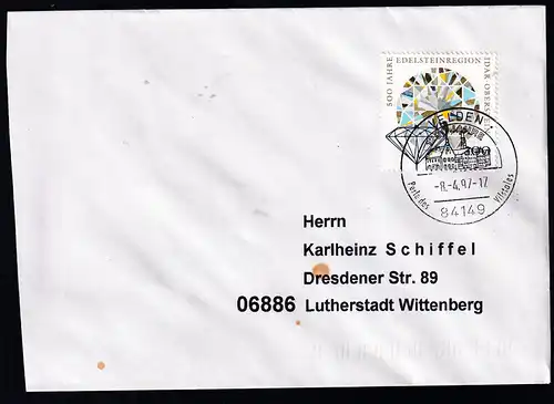 1100 Jahre Edelsteinregion Idar-Oberstein auf Brief