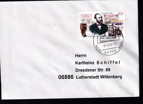 100. Todestag von Heinrich von Stephan auf Brief