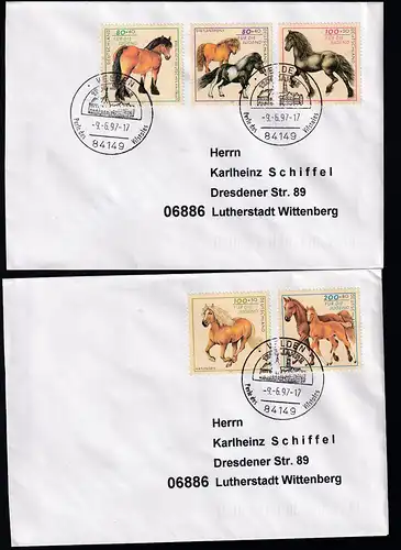 Jugend 1997 Pferderassen auf 2 Briefen