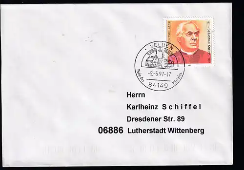 100. Todestag von Sebastian Kneipp auf Brief