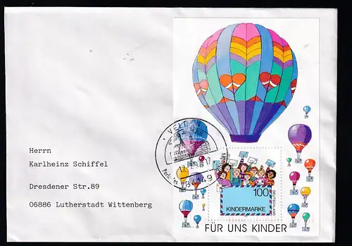 Für uns Kinder 1997, Block auf Brief