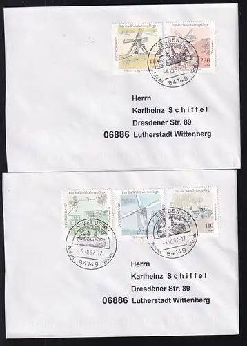 ^Wohlfahrt 1997 Wasser- und Winsmühlen in Deutschland auf 2 Briefen